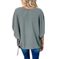 thumbnail image 2 of MYLookk Women Casual Tops 3/4 Sleeve V Neck Blouse Chiffon Loose Shirt, 2 of 4