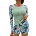 thumbnail image 4 of Women Swimsuit Print Bikini Set Long Sleeve Swimwear Summer Shorts Beach Female, 4 of 9