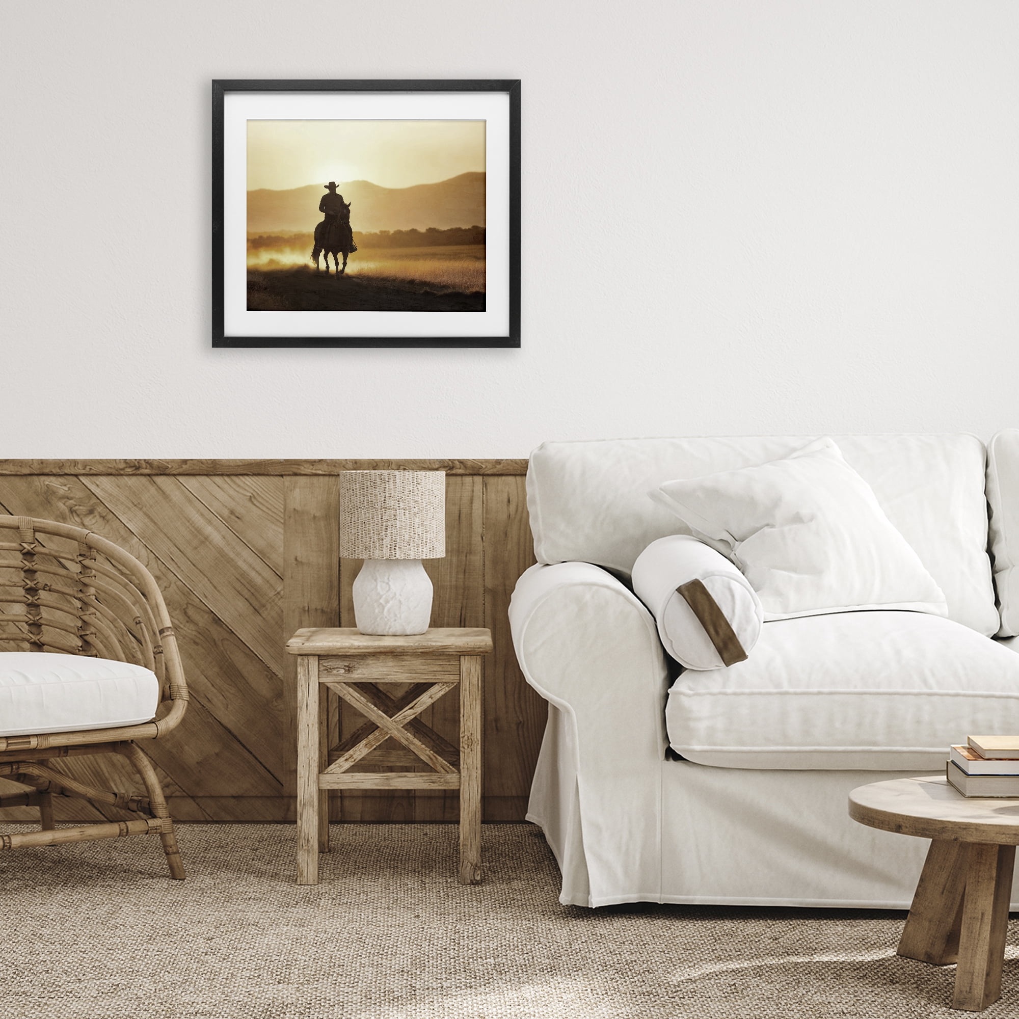 Stupell Industries Cowboy's Ride Home Black Framed Print Under Glass, design by Kim Allen