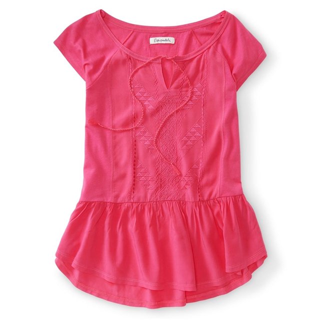 Blusa de punto campesina de color liso para mujer Aeropostale, rosa, mediana Aeropostale Tejer