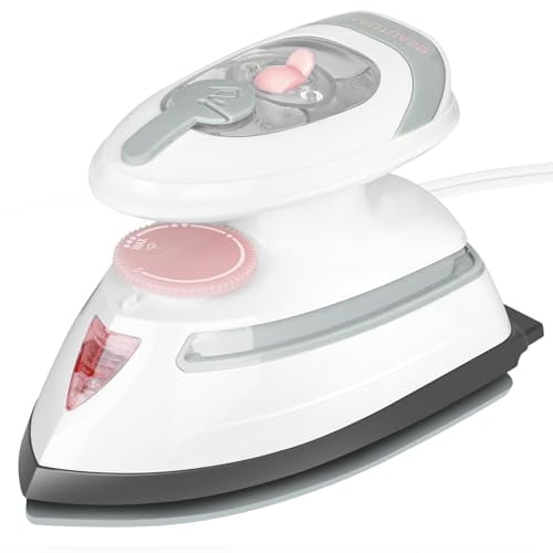 BEAUTURAL Mini Plancha de Vapor de Viaje para Ropa con Doble Voltaje, Control de Temperatura, Base Antiadherente y Almacenamiento de Cable, Ideal para Costura, Acolchado y Manualidades