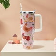 thumbnail image 2 of 40oz Chicken Tumbler with Handle and Straw, Stainless Steel Vacuum Insulated Flip Straw Coffee Rooster Tumbler, Spill Proof Travel Mug, Chicken Decor Gifts for Women, 2 of 6
