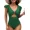 green, variant on Beautyin Women Sexy One Piece Swimsuit Front O-Ring Cutout Bathing Suit Ruffle Monokini Swimwear