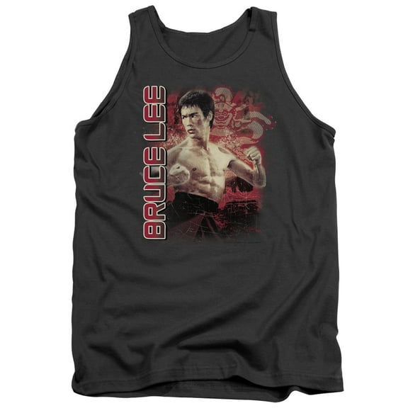 Bruce Lee Fury Adult Tank Top Charcoal