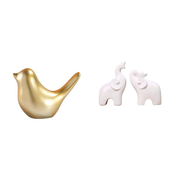 Escultura de animal moderna con diseño de dorado y pájaros, adorno de mesa único para el hogar, la oficina, la sala de estar, el dormitorio,