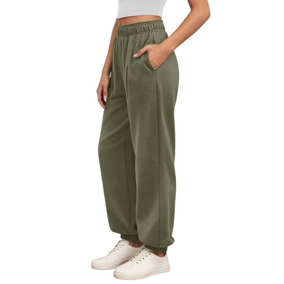 DHFJKG High Waist Jogger Pants For Women Solid Color Loose Fit Comfortable Ankle-Tied Sweatpants With Pockets Drawstring Elastic Waistband Soft Athletic Wear Trendy Trousers
