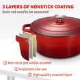 thumbnail image 5 of 6QT Enameled Cast Iron Dutch Oven Pot with lid, Free Silicone Gloves and 50 Pcs Baking Paper Liner, Heavy-Duty & Non-stick Enamel Coated Cookware for Cooking, Bread Baking, Roasting, Red, 5 of 11