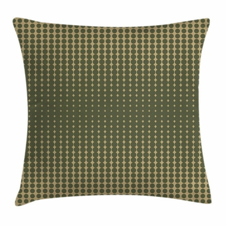 Olive Throw Olive Green Throw Pillow Cushion Cover, Abstract Dotted Halftone Design Vintage Inspirations Geometrical, Decorative Square Accent Pillow Case, 16 X 16 Inches, Olive Green Pale Brown, by Ambesonne ()
