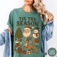 thumbnail image 3 of Tis the Season Vintage Christmas Graphic Print T-Shirt | Santa, Reindeer & Tree Design | Pepper Tee, 3 of 7