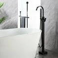 thumbnail image 2 of AWZTOO Freestanding Tub Faucet With Hand Sprayer Floor Mount Roman Bathtub Faucet Modern Waterfall Tub Filler Trim With Handheld Showe Brushed Gold, 2 of 5