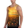 thumbnail image 2 of Uemuo Sunflower Sunset Rainfall Pattern Men's Muscle Shirts Sleeveless Dry Fit Gym Workout Tank Top Lightweight Sports Tank Top Beach Tank Top, Loose-fit Sleeveless Shirt-X-Large, 2 of 7