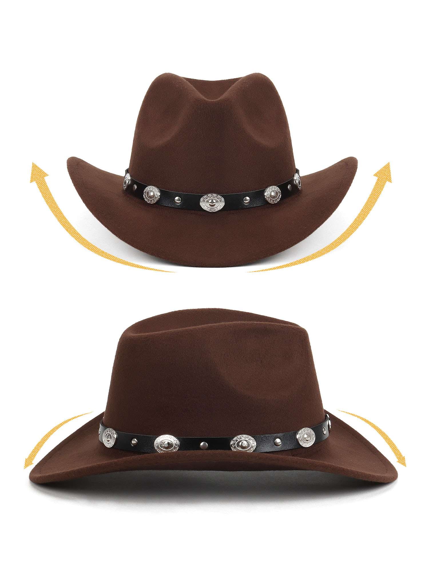 PULLIMORE Western Cowboy Hat for Men Women Felt Classic Roll  display picture 1