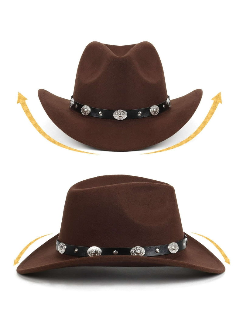 PULLIMORE Western Cowboy Hat for Men Women Felt Classic Roll  display picture 3
