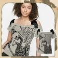 thumbnail image 3 of Women clothing arcane Retro stitch Skull Print Short-sleeved T-shirt Female Subculture Y2k Slim Lace-up Top Gothic Shoulder Tees, 3 of 9