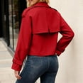 thumbnail image 5 of IWRICH Women's Long Sleeve Crop Trench Coat Lapel Double Loose Casual Jacket with Pockets Red XL, 5 of 5