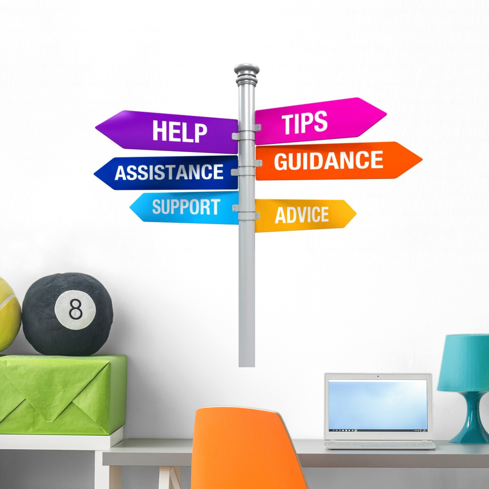 Help Sign Sticker Sign Directions Support Help Wall Decal by Wallmonkeys Peel and Stick ...