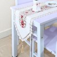 thumbnail image 3 of Vintage Flower Embroidery Tassel Table Runner Mat Cloth Decor White Leaf, 3 of 8