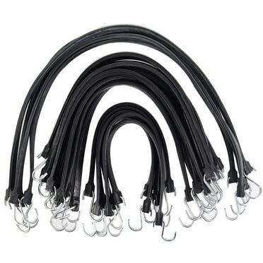 XSTRAP 20 Pack Heavy Duty Rubber Tarp Straps Standard Bungee Cords with S Hooks, 15", 21", 31" Adjustable Tie-Down Straps for Securing Tarps, Canvases, Cargo