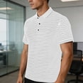 thumbnail image 4 of TKKCS Mens Horizontal Striped Polo Shirt- Short Sleeve Breathable Moisture Wicking Collared Classic Fit Casual Knit Golf Shirts White Size 2XL, 4 of 7
