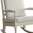 thumbnail image 3 of Benzara Wooden Rocking Chair with Fabric Upholstered Cushions, White-Color:White, 3 of 5