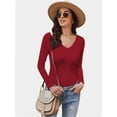 thumbnail image 2 of Womens V Neck Long Sleeve T Shirt Fitted Top for Women Low Cut Tight Shirts Going Out Casual Basic Fall Clothes, 2 of 6