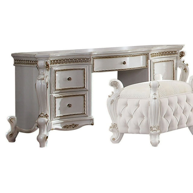 ACME Picardy Vanity Desk in Antique Pearl