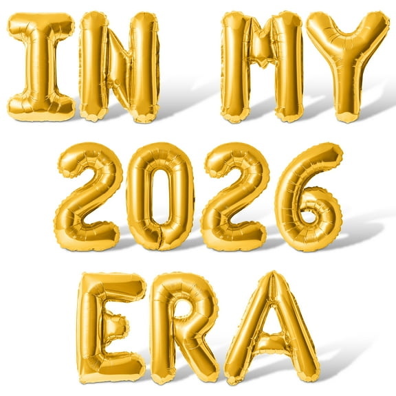 Letter Balloons - IN MY 2026 ERA 16" Inch Alphabet Letters Foil Mylar Balloon New Years Party Banner (Gold)