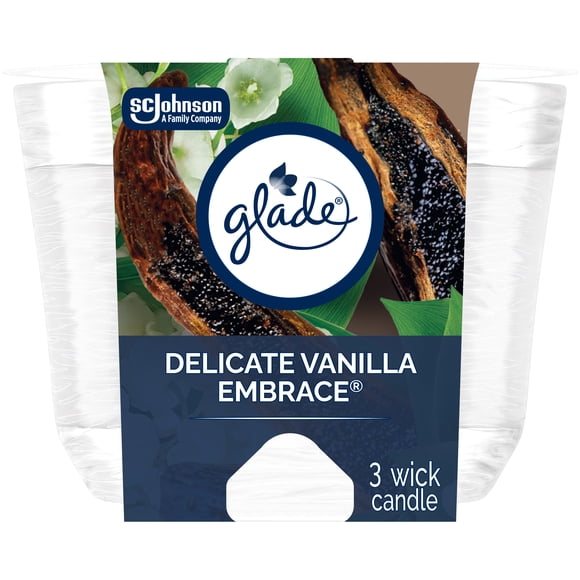 Glade® Scented 3-Wick Candle Air Freshener, Delicate Vanilla Embrace