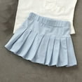 thumbnail image 2 of Hvobtty Girls' Pleated Half Skirts, Toddler Half Skirts, Child's Summer Printed Kids Girls Kids Botton Short Skirt Denim Shorts Overalls Blue 8-9 Years, 2 of 4