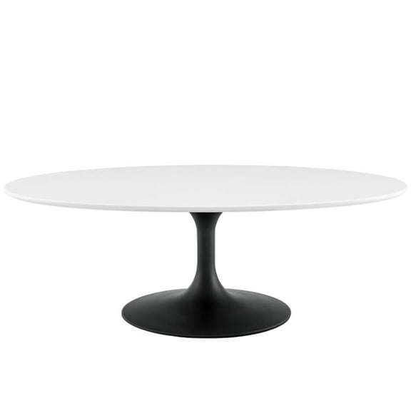 Pemberly Row 48" Oval Top Modern Metal Coffee Table in Black/White