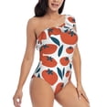 thumbnail image 3 of Pofeuu Hand Drawn Tomatoes Print Women's One Piece Swimsuits One Shoulder Swimwear Asymmetric Ruffle Monokinis Bathing Suits-Medium, 3 of 6