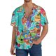 thumbnail image 1 of Balery Cartoon Map Of Europe Camisa Casual de Manga Corta con Botones para Hombre, Texturizada, Estilo Cubano, para Playa, Verano-Medium, 1 of 5