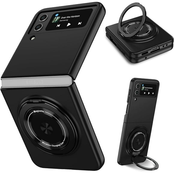 Tianle Magnetic Rotating Folding Phone Case for Samsung Galaxy Z Flip 4 5G,Stand Shockproof Phone Case Compatible with Samsung Galaxy Z Flip 4 (Black)