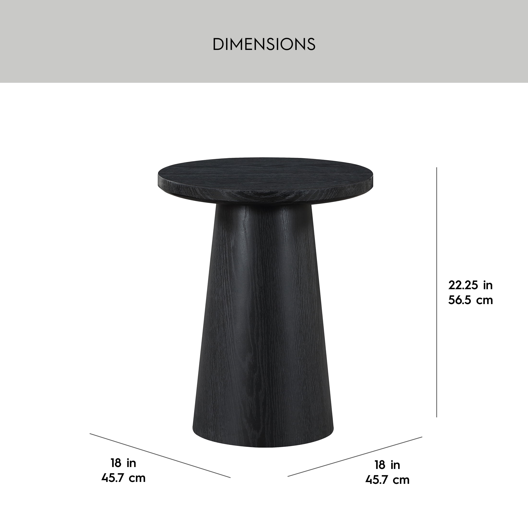 Better Homes & Gardens Ashby Pedestal End Table, Rich Black Finish