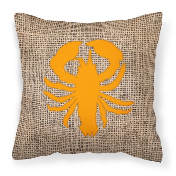 Carolines Treasures BB1015-BL-OR-PW1818 Lobster Burlap and Orange Canvas Fabric Decorative Pillow BB1015 18H x18W