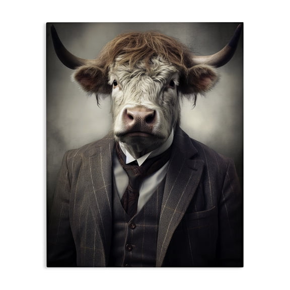 Stupell Industries Sophisticated Bull Portrait Canvas Wall Art, design by Ray Powers