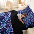 thumbnail image 5 of jejeloiu Galaxy Sea Turtle Print 7-Piece Twin Bedding,Watercolor Coral Pattern Bedding Comforter Set For Boys,Blue Purple,Black Reversible, 5 of 7
