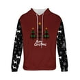 thumbnail image 4 of Sudadera con capucha para hombre, estilo casual, con cuello redondo, estampado, manga larga, blusa de poliéster, 4 of 5