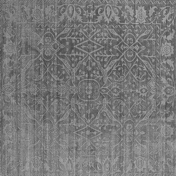 Ahgly Company Indoor Square Oriental Gray Industrial Area Rugs, 5' Square
