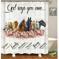 thumbnail image 4 of 4PCS Horse Shower Curtain Set, Motivational Quotes Farm Animal Sunflower Barn Windmill Western Country Rustic Farmhouse Bathroom Decor Fabric Shower Curtain Non-slip Bath Mat Toilet Rug, 4 of 7