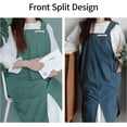 thumbnail image 4 of Cotton Linen Apron for Women with Pockets, Cross Back Split Pinafore No Tie for Kitchen Garden Cooking (7 Colors), 4 of 7