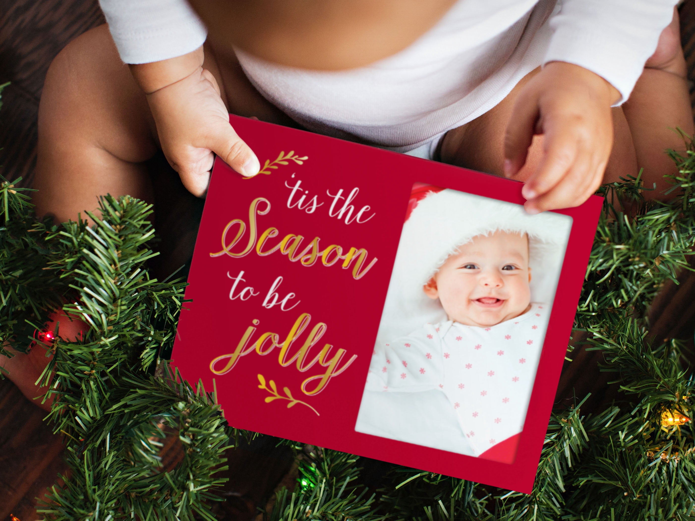 Tiny Ideas 'Tis The Season To Be Jolly' Holiday Photo Frame Plaque, 4" x 6" Photo Insert Baby Frame