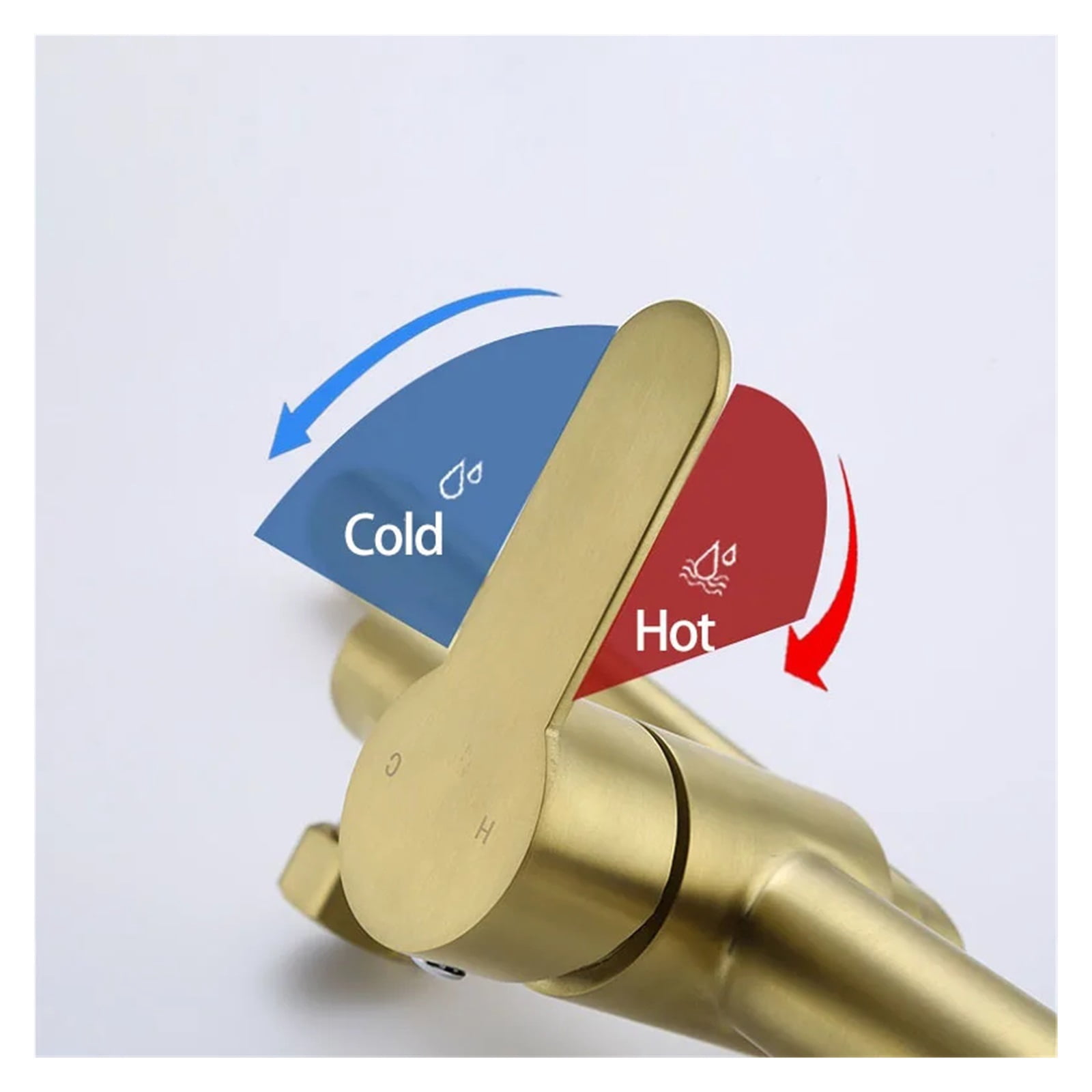 Brushed Gold Wall Mounted Kitchen Faucet, Bathtub Bathroom Basin Faucet, 180° Rotation Hot Cold Water Mixer Mop Pool Tap Dual Hole