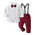 thumbnail image 1 of Qarigey Camisa de manga larga para niños de boda, conjunto de pantalón general, fiesta, banquete, transpirable, Tops para niños, pantalones, conjuntos de ropa Rojo 100cm, 1 of 6