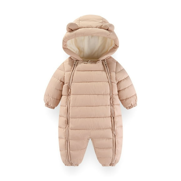 JMYHOAM Toddler Boys Girls Cute Romper Long Sleeve Hooded Jumpsuit Cute Plush Zipper Clothes Thickened Warm Onesie Baby Crawling Clothes