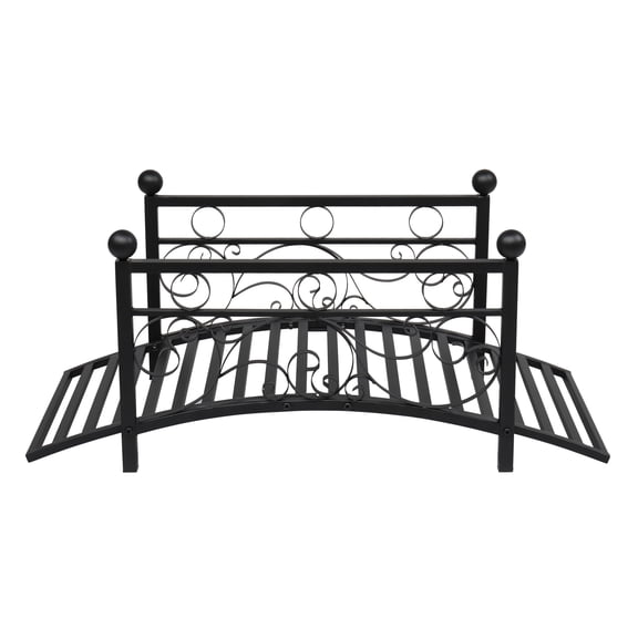 Ktaxon 3.3FT Metal Arch Garden Bridge Decorative Footbridge for Stream, Fish Pond, Black