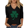 thumbnail image 2 of St Patricks Day Shirts for Women V Neck Graphic Tees Funny Festival Blouse 3/4 Sleeve Tunic Tops, Black C 2XL, 2 of 4