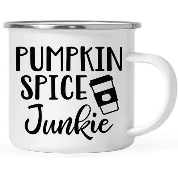Koyal Wholesale Fall Autumn Season 11oz. Stainless Steel Campfire Coffee Mug, Pumpkin Spice Junkie, 1-Pack