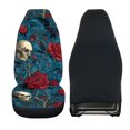 thumbnail image 2 of Uourmeti Car Seat Cover Anti-Wear Interior Decoration Polyester Anti-Slip, Suitable for Van Vans, Skull Rose Bat Print, 2 of 6