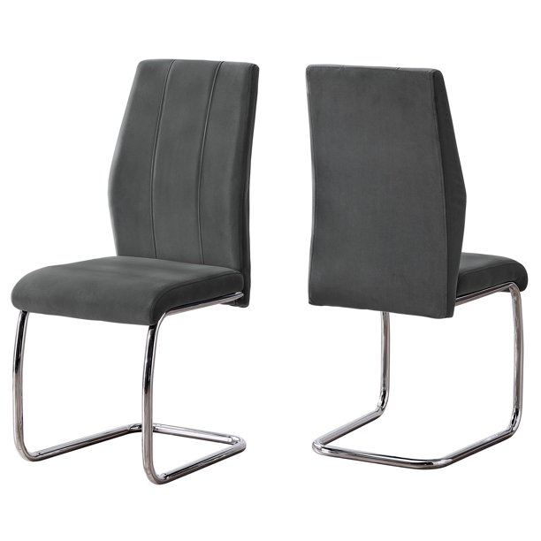 DINING CHAIR - 2PCS / 39"H / DARK GREY VELVET / CHROME - Walmart.com